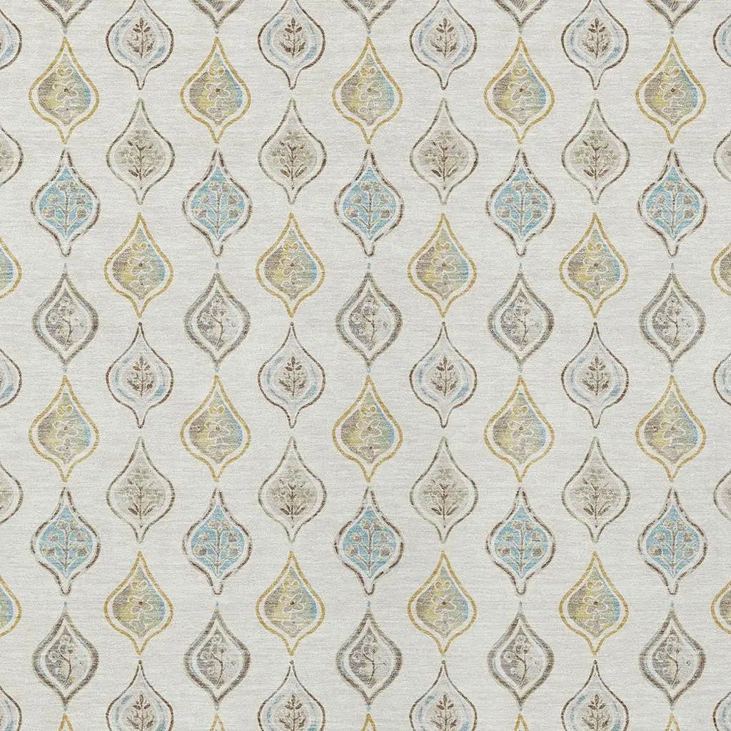9' X 12' Ivory And Linen Floral Washable Indoor Outdoor Area Rug Homeroots Outdoor