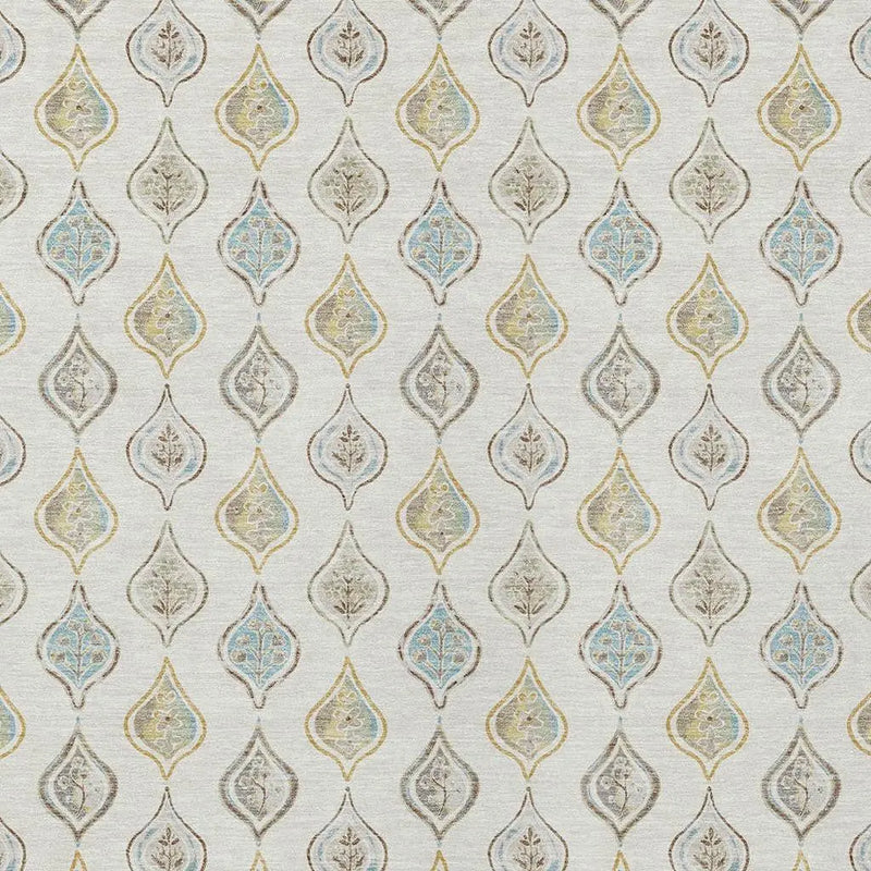 9' X 12' Ivory And Linen Floral Washable Indoor Outdoor Area Rug Homeroots Outdoor