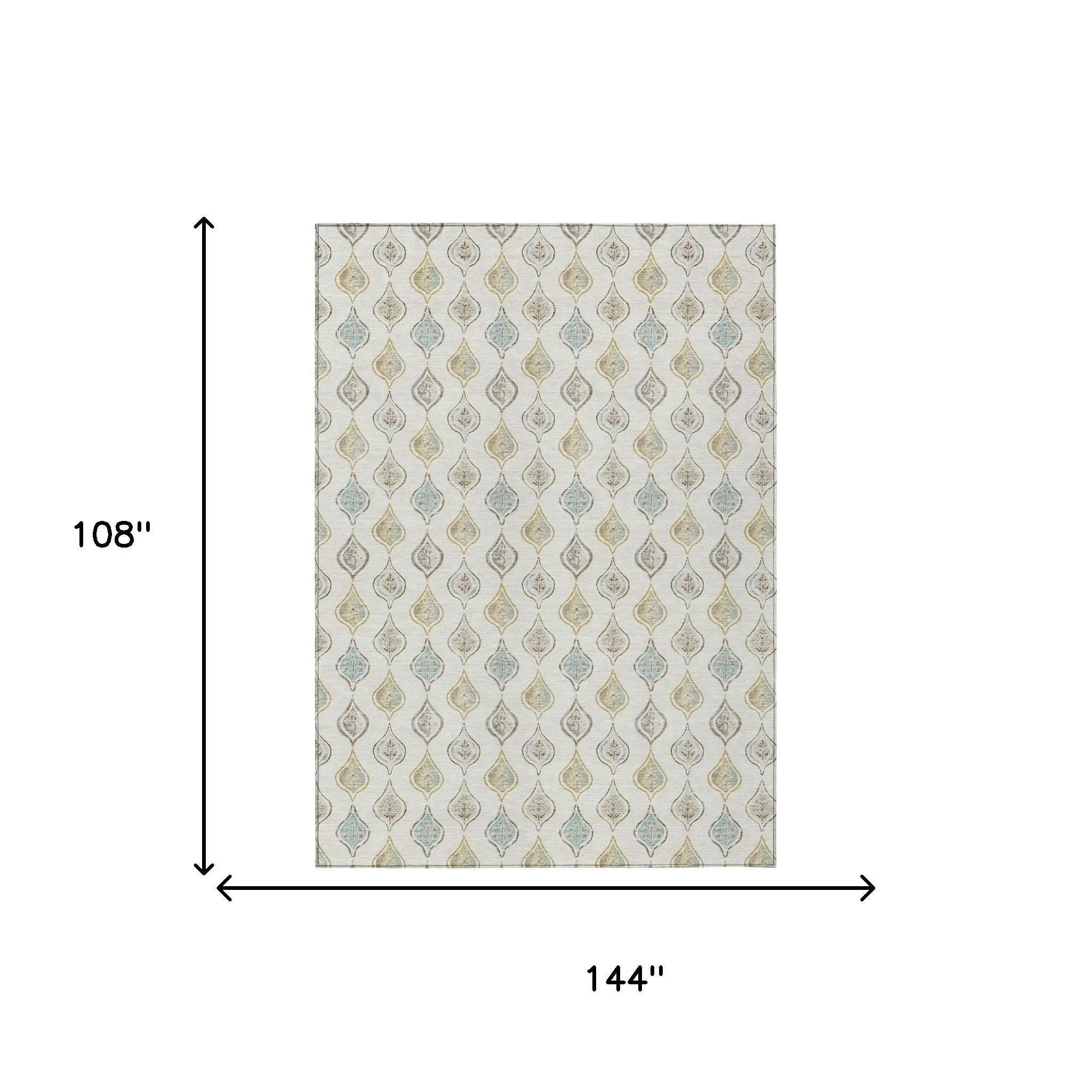 9' X 12' Ivory And Linen Floral Washable Indoor Outdoor Area Rug Homeroots Outdoor