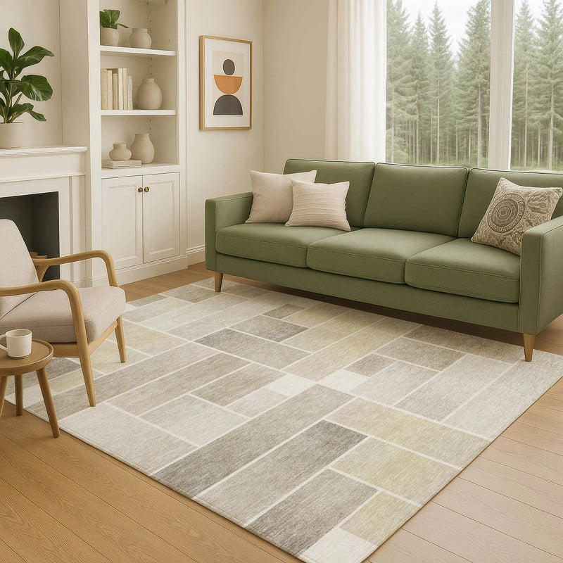 9' X 12' Ivory And Linen Geometric Washable Indoor Outdoor Area Rug Homeroots Outdoor