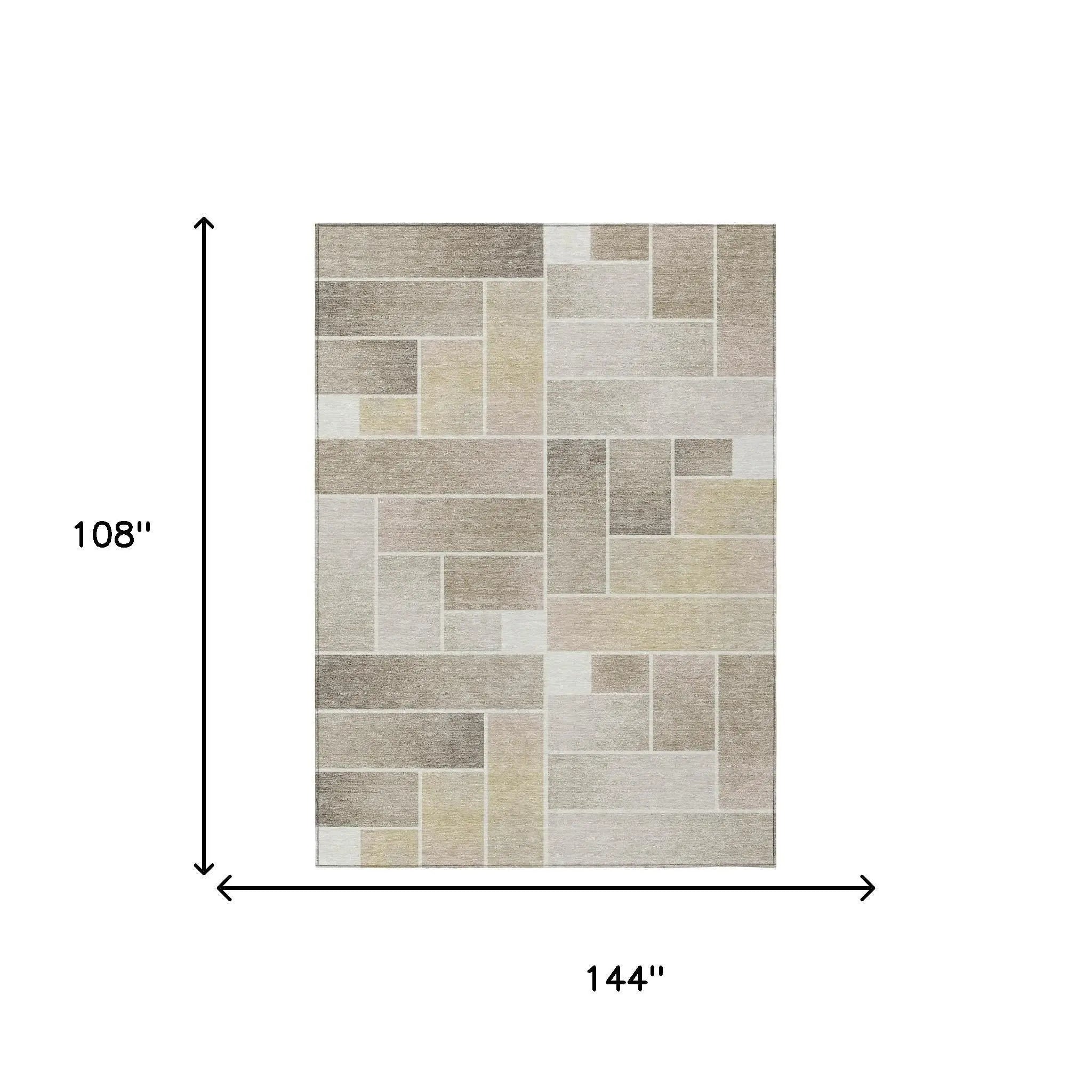9' X 12' Ivory And Linen Geometric Washable Indoor Outdoor Area Rug Homeroots Outdoor