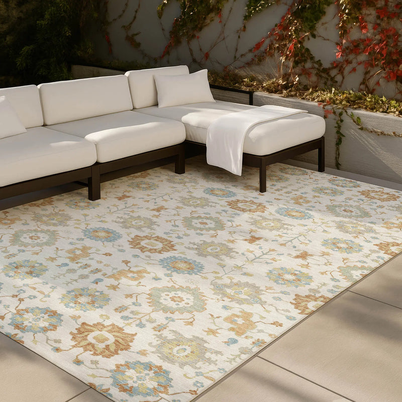 9' X 12' Ivory And Linen Geometric Washable Indoor Outdoor Area Rug Homeroots Outdoor