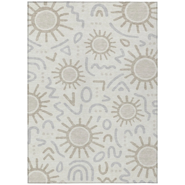 9' X 12' Ivory And Linen Geometric Washable Indoor Outdoor Area Rug Homeroots Outdoor
