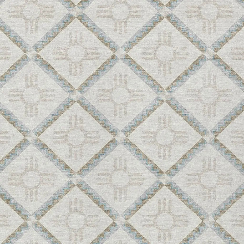 9' X 12' Ivory And Linen Geometric Washable Indoor Outdoor Area Rug Homeroots Outdoor