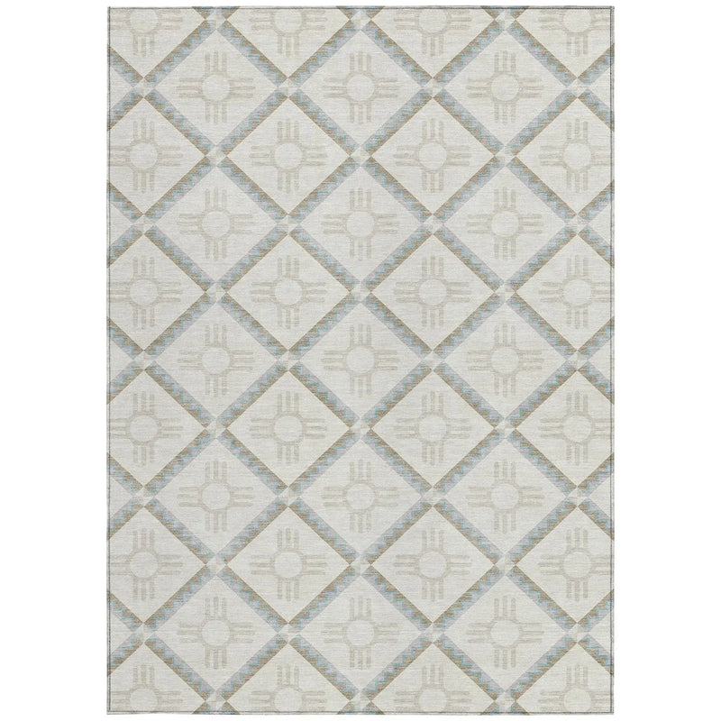 9' X 12' Ivory And Linen Geometric Washable Indoor Outdoor Area Rug Homeroots Outdoor