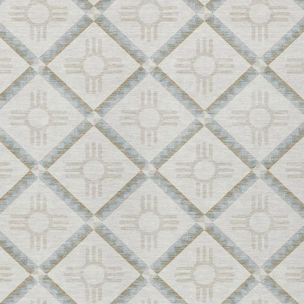 9' X 12' Ivory And Linen Geometric Washable Indoor Outdoor Area Rug Homeroots Outdoor