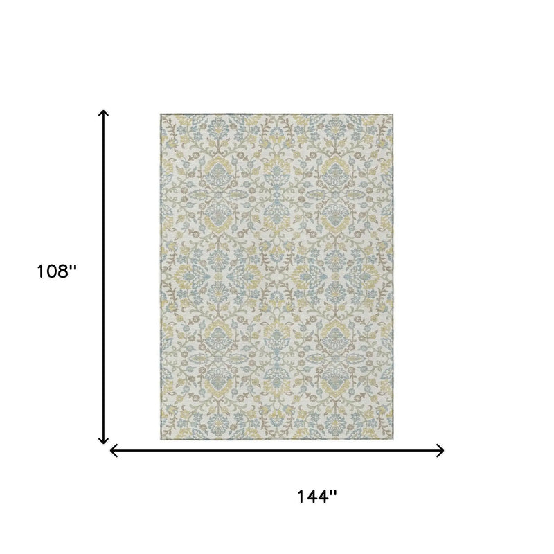 9' X 12' Ivory And Linen Geometric Washable Indoor Outdoor Area Rug Homeroots Outdoor