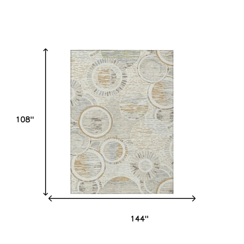 9' X 12' Ivory And Linen Geometric Washable Indoor Outdoor Area Rug Homeroots Outdoor