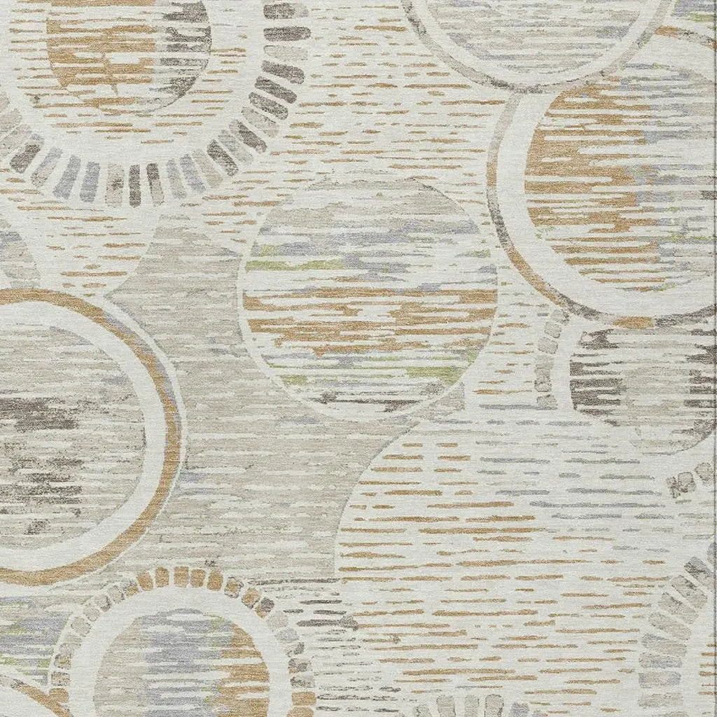 9' X 12' Ivory And Linen Geometric Washable Indoor Outdoor Area Rug Homeroots Outdoor
