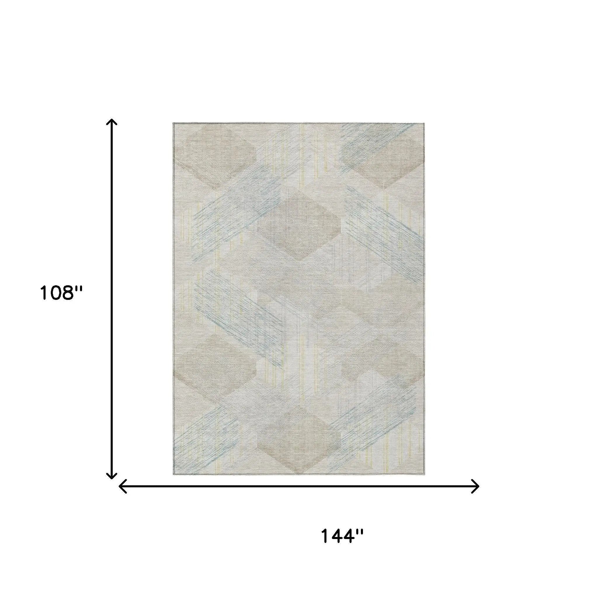 9' X 12' Ivory And Linen Geometric Washable Indoor Outdoor Area Rug Homeroots Outdoor
