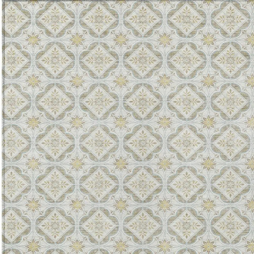 9' X 12' Ivory And Linen Geometric Washable Indoor Outdoor Area Rug Homeroots Outdoor