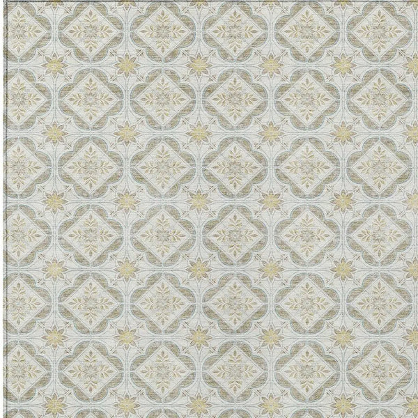 9' X 12' Ivory And Linen Geometric Washable Indoor Outdoor Area Rug Homeroots Outdoor