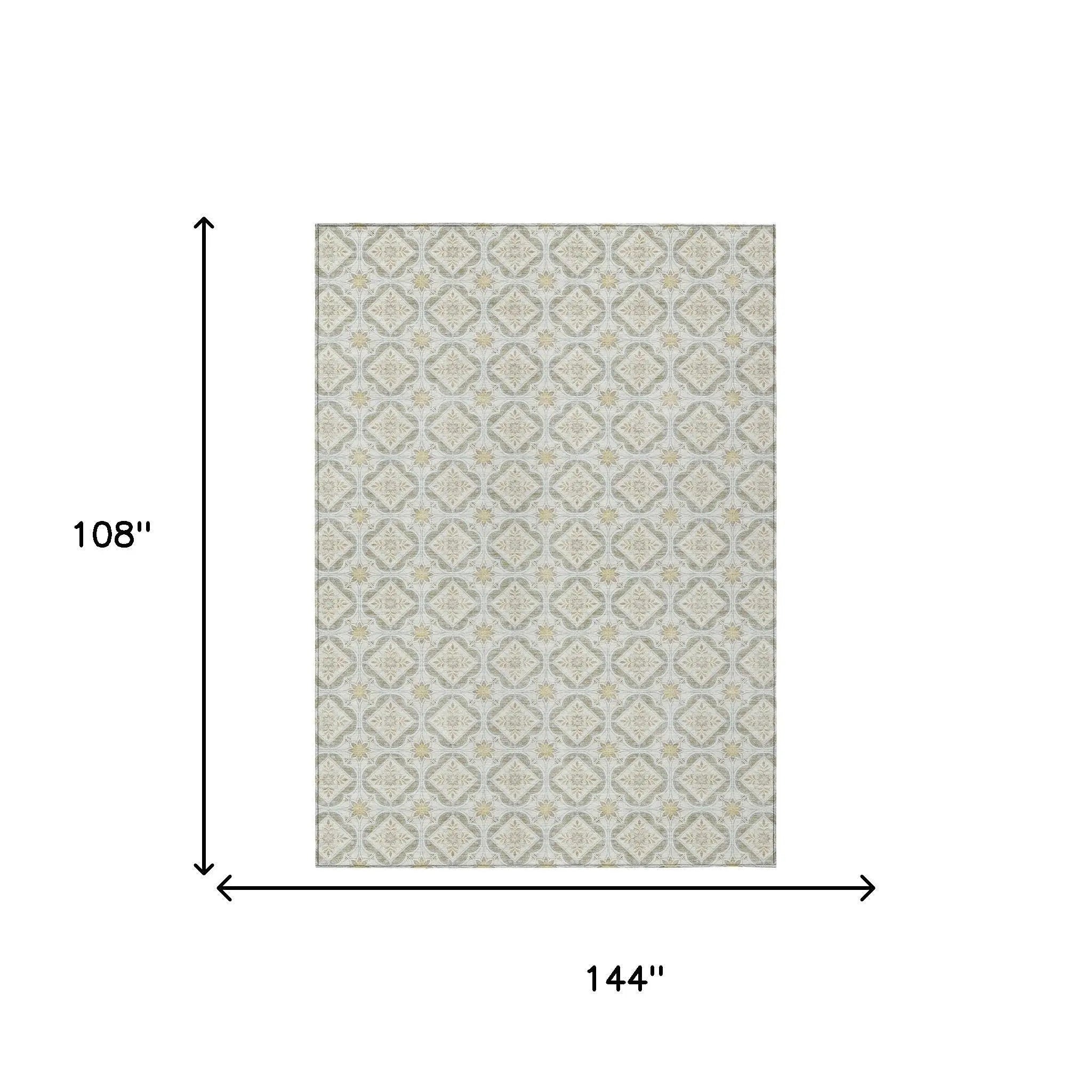 9' X 12' Ivory And Linen Geometric Washable Indoor Outdoor Area Rug Homeroots Outdoor