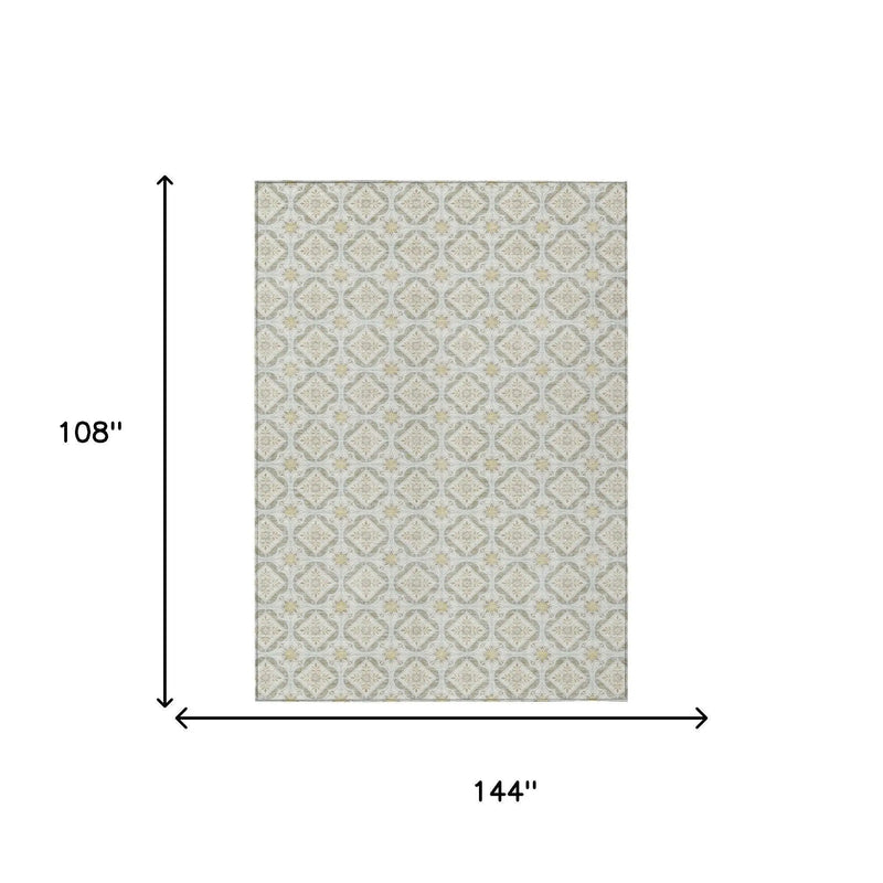 9' X 12' Ivory And Linen Geometric Washable Indoor Outdoor Area Rug Homeroots Outdoor