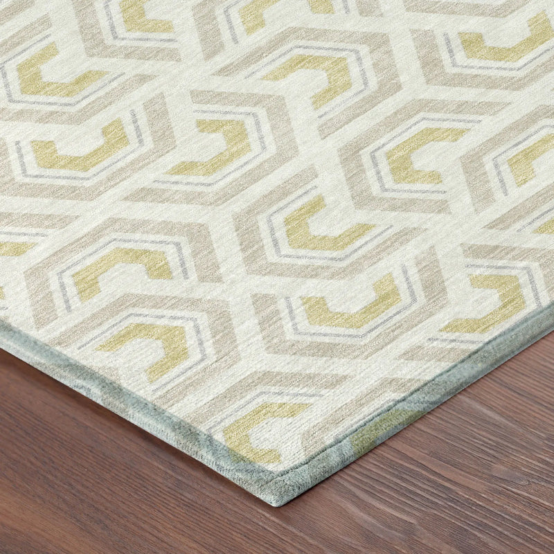 9' X 12' Ivory And Linen Geometric Washable Indoor Outdoor Area Rug Homeroots Outdoor