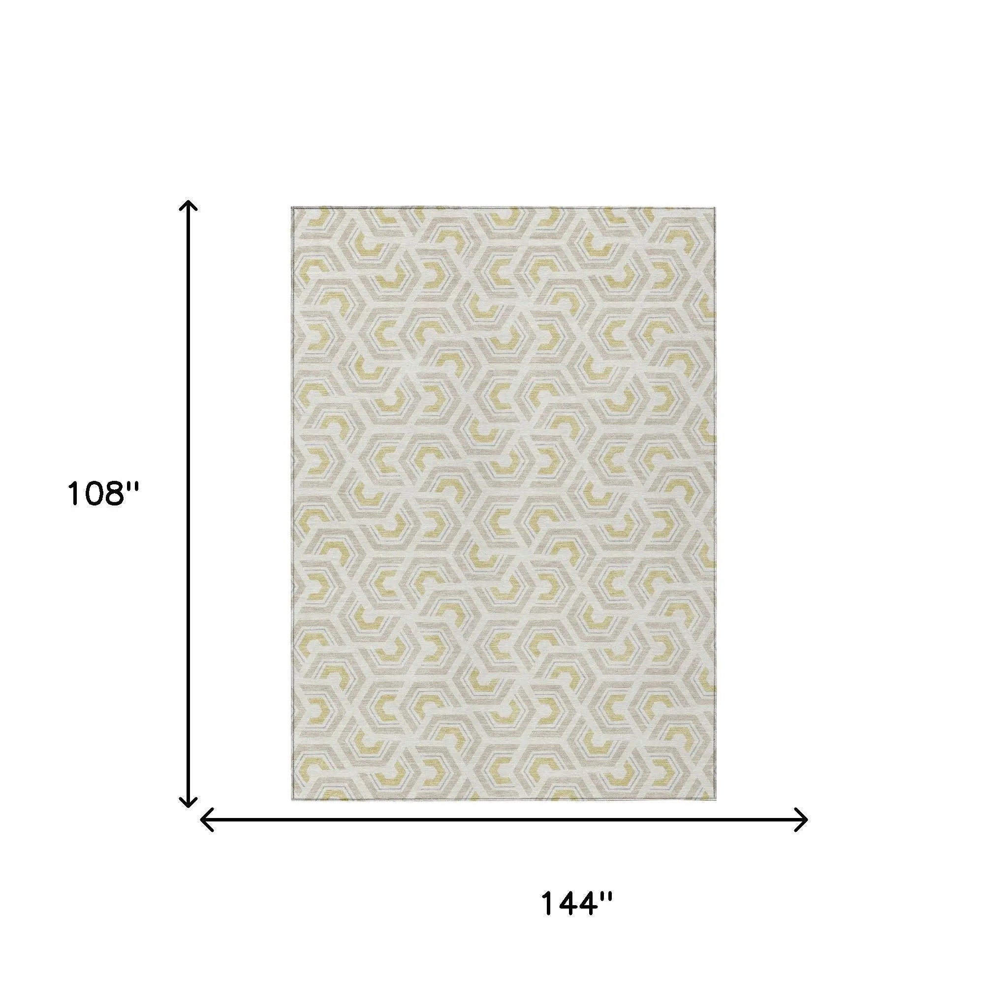 9' X 12' Ivory And Linen Geometric Washable Indoor Outdoor Area Rug Homeroots Outdoor