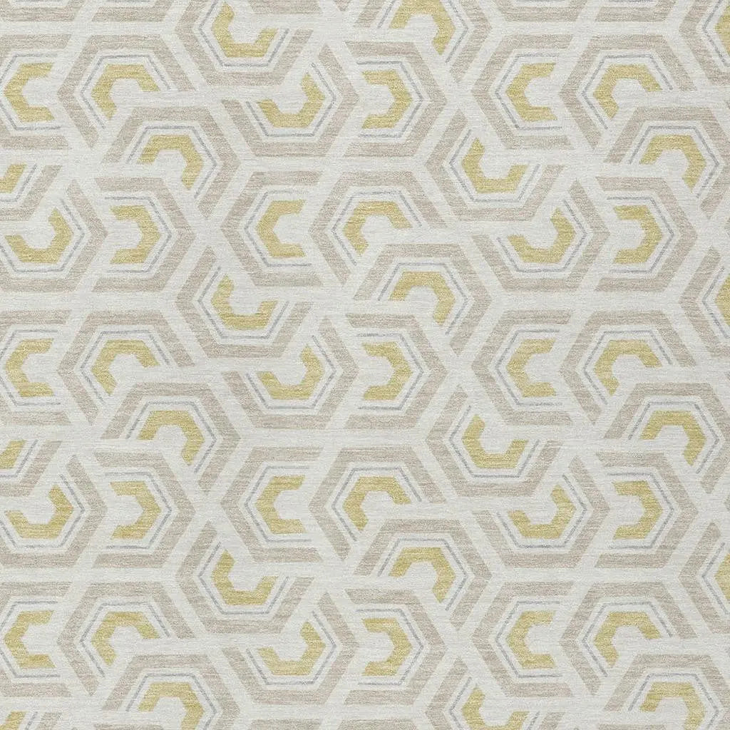 9' X 12' Ivory And Linen Geometric Washable Indoor Outdoor Area Rug Homeroots Outdoor