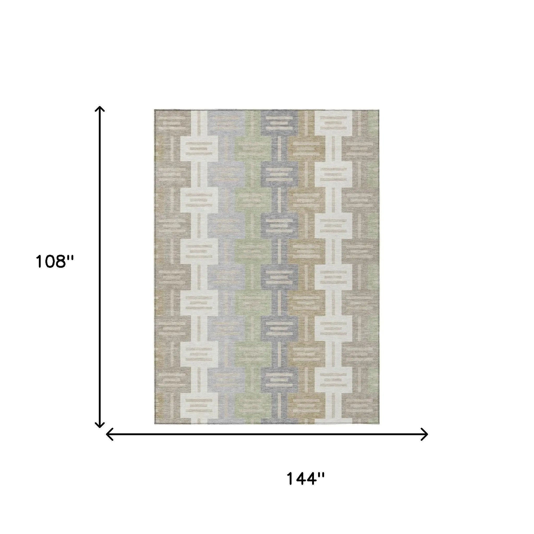 9' X 12' Ivory And Linen Geometric Washable Indoor Outdoor Area Rug Homeroots Outdoor