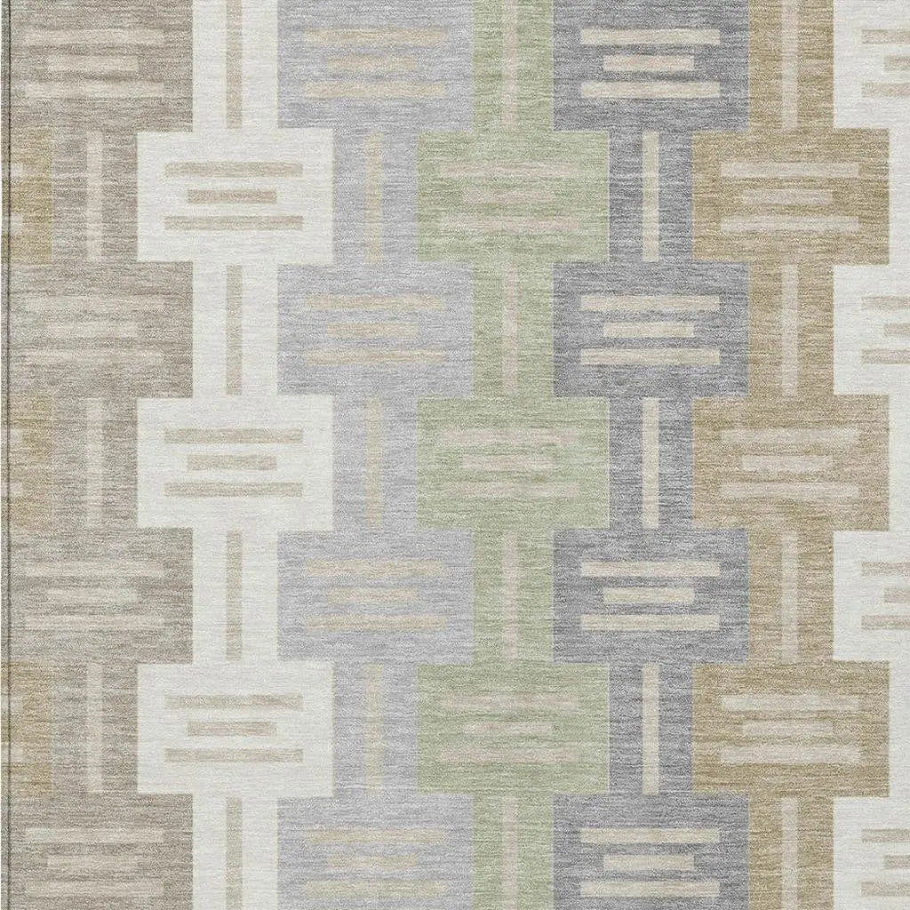 9' X 12' Ivory And Linen Geometric Washable Indoor Outdoor Area Rug Homeroots Outdoor
