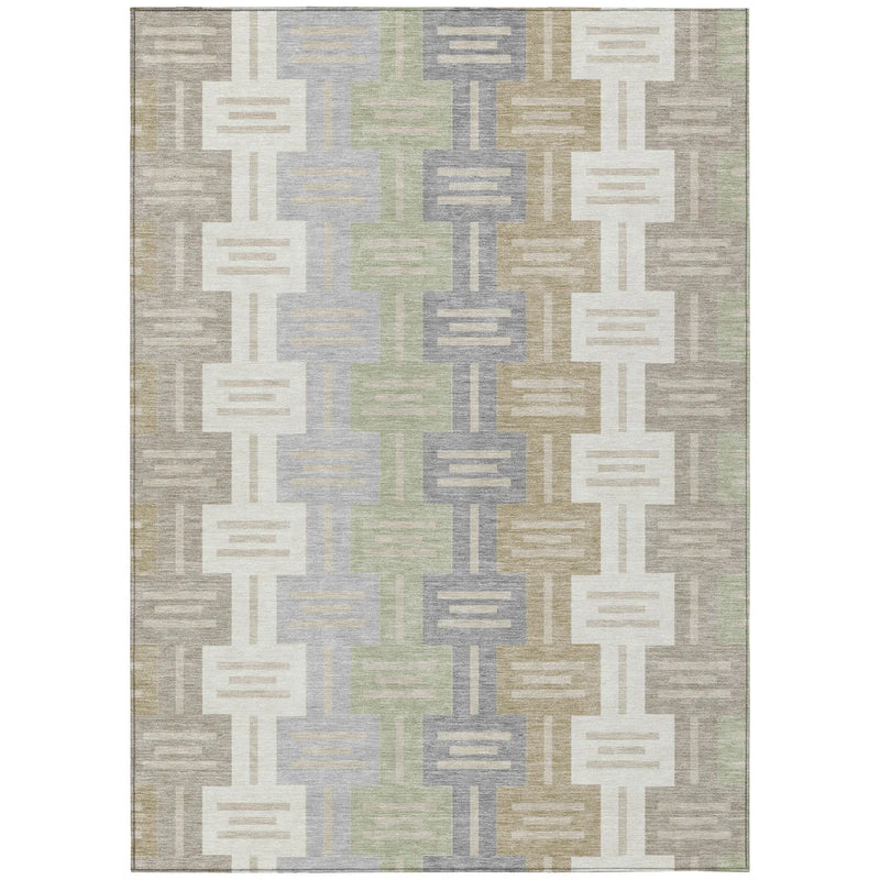 9' X 12' Ivory And Linen Geometric Washable Indoor Outdoor Area Rug Homeroots Outdoor