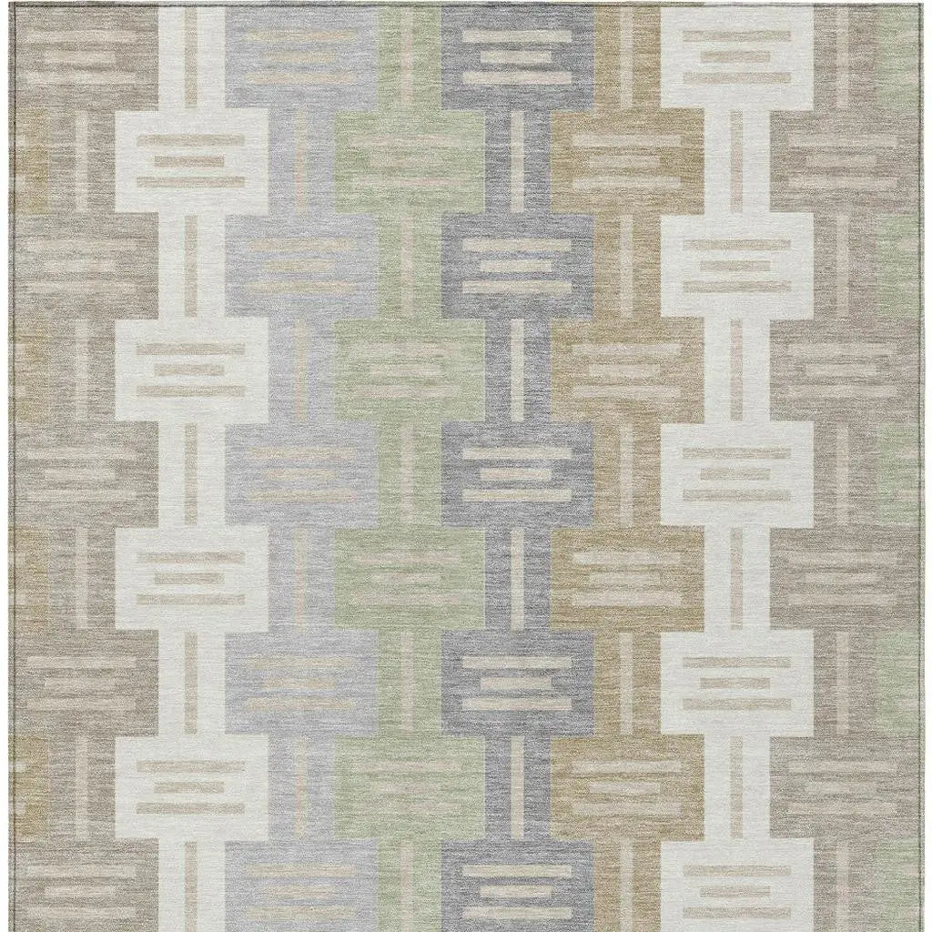 9' X 12' Ivory And Linen Geometric Washable Indoor Outdoor Area Rug Homeroots Outdoor