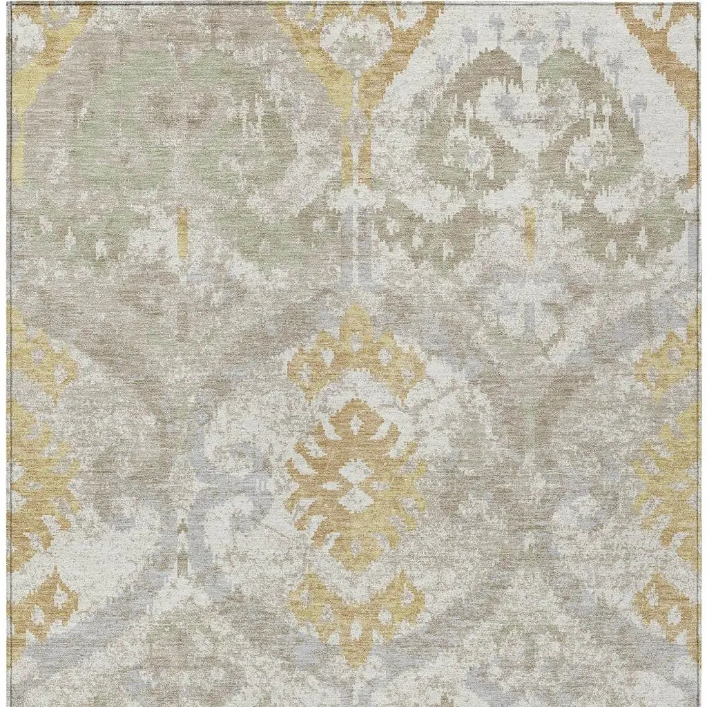 9' X 12' Ivory And Linen Ikat Washable Indoor Outdoor Area Rug Homeroots Outdoor