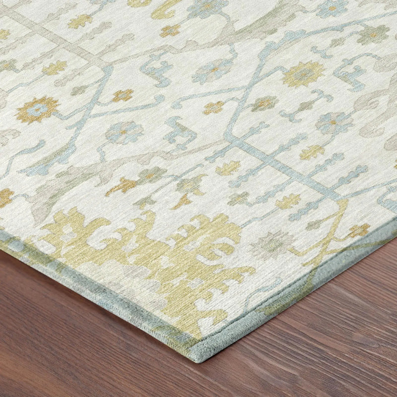 9' X 12' Ivory And Linen Oriental Washable Indoor Outdoor Area Rug Homeroots Outdoor