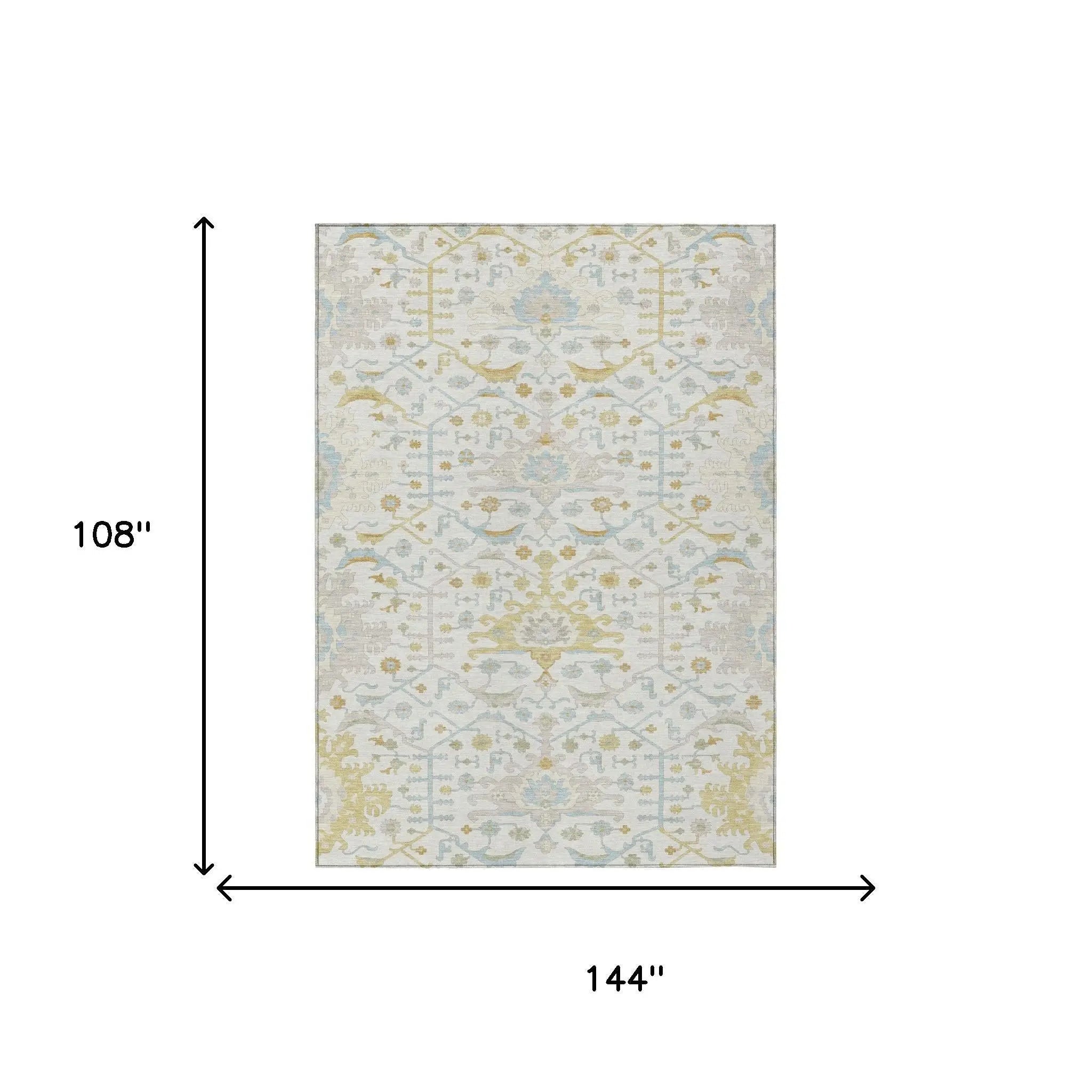 9' X 12' Ivory And Linen Oriental Washable Indoor Outdoor Area Rug Homeroots Outdoor