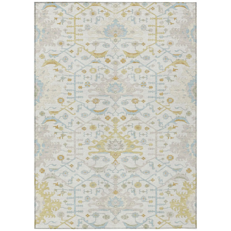 9' X 12' Ivory And Linen Oriental Washable Indoor Outdoor Area Rug Homeroots Outdoor