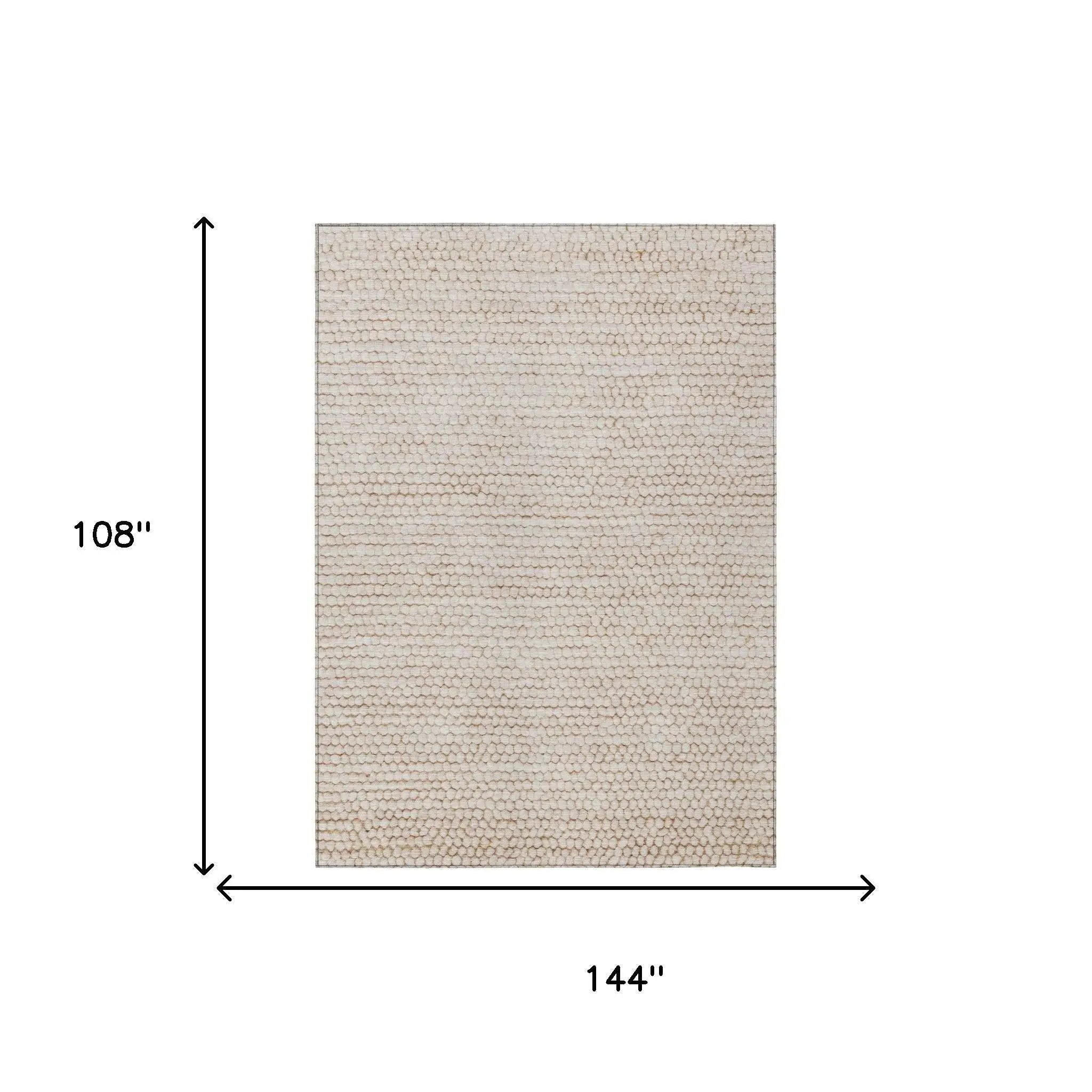 9' X 12' Ivory And Linen Striped Washable Indoor Outdoor Area Rug Homeroots Outdoor