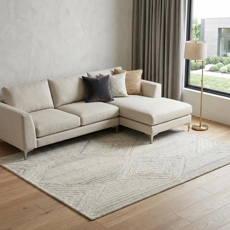 9' X 12' Ivory And Natural Wool Diamond Hand Tufted Area Rug Homeroots Home Decor