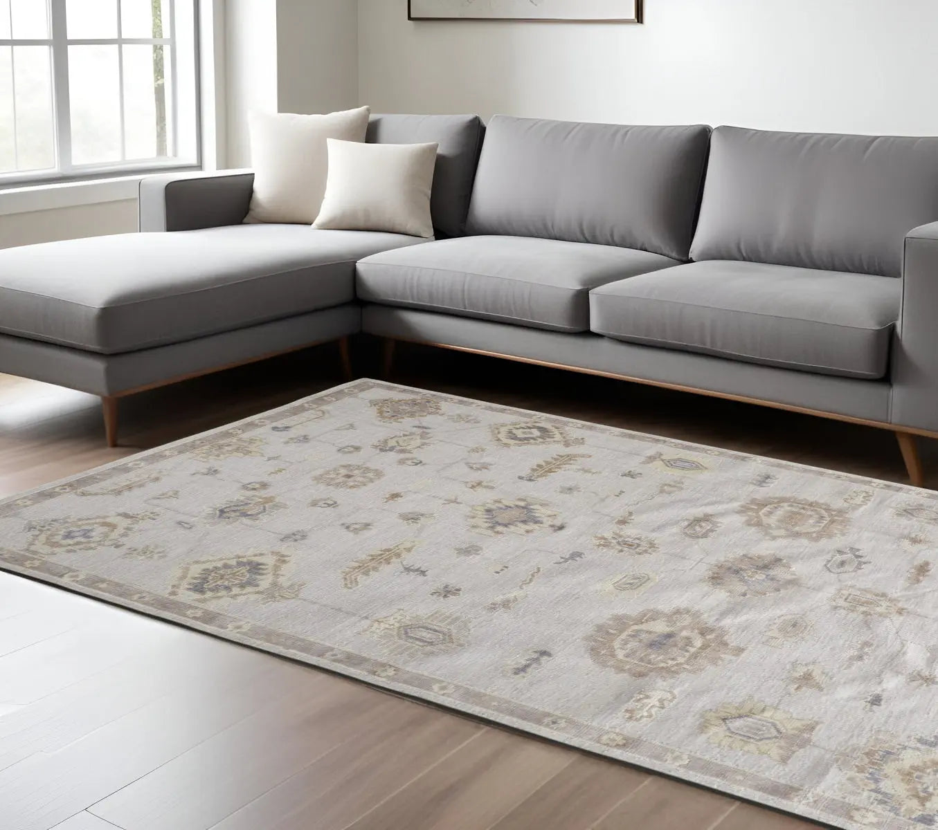 9' X 12' Ivory And Orange Floral Hand Knotted Stain Resistant Area Rug Homeroots Outdoor