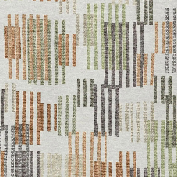 9' X 12' Ivory And Orange Striped Washable Indoor Outdoor Area Rug Homeroots Outdoor