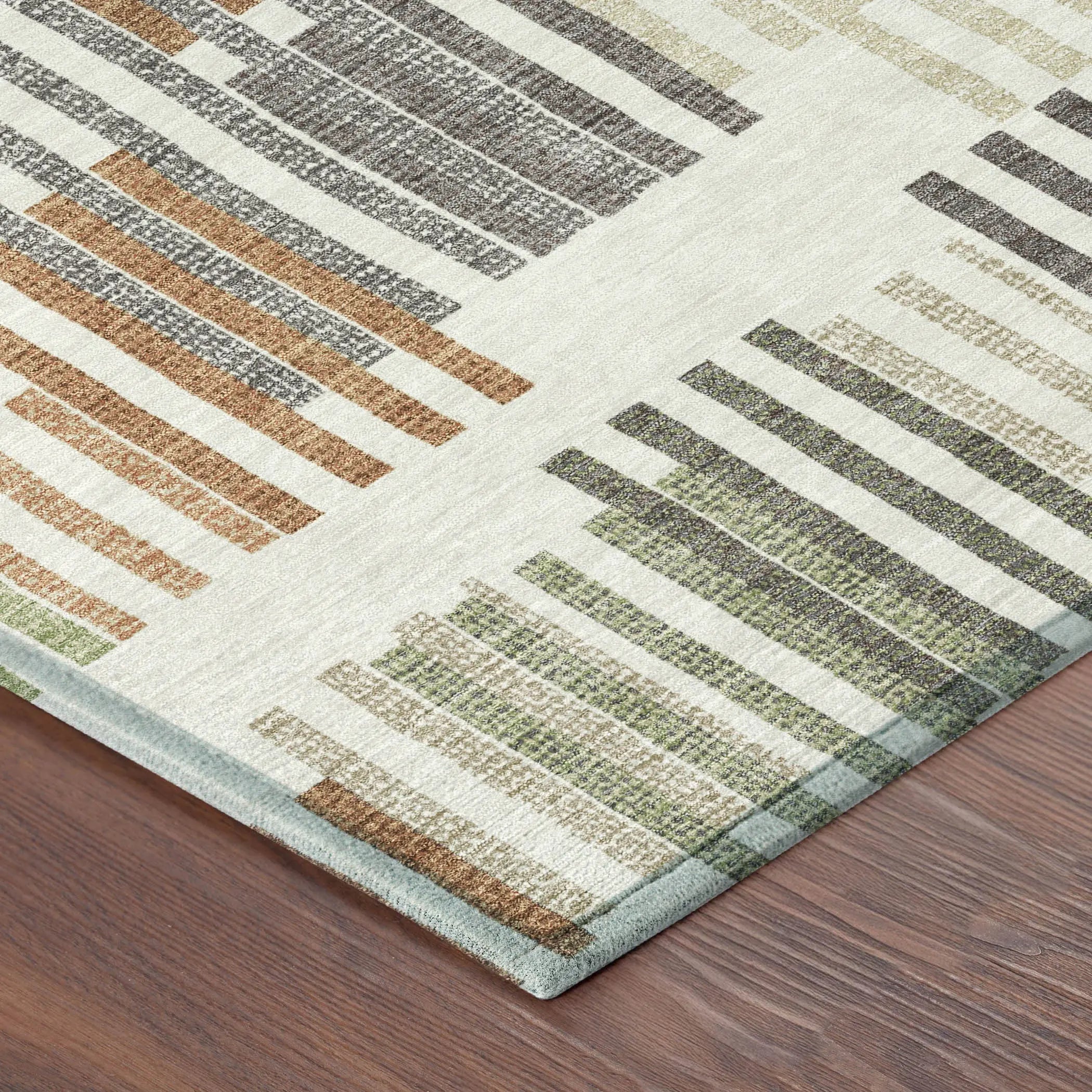 9' X 12' Ivory And Orange Striped Washable Indoor Outdoor Area Rug Homeroots Outdoor