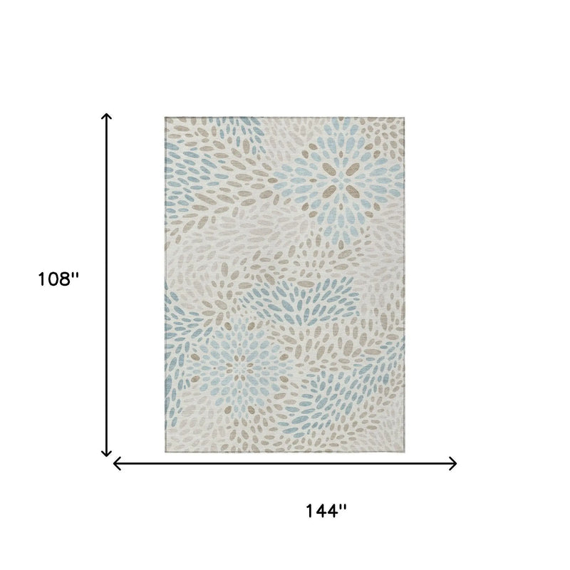 9' X 12' Ivory And Pearl Abstract Washable Indoor Outdoor Area Rug Homeroots Outdoor