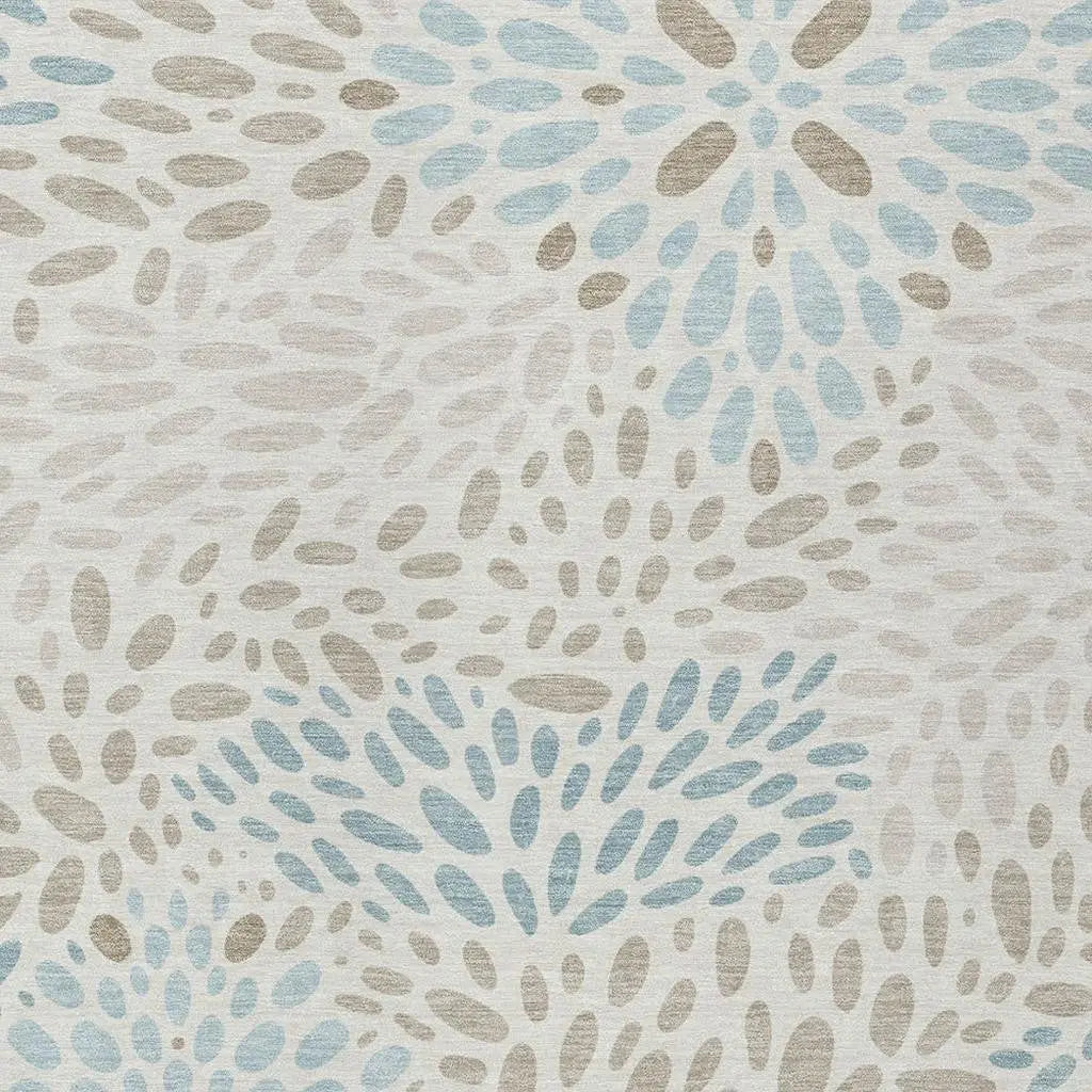 9' X 12' Ivory And Pearl Abstract Washable Indoor Outdoor Area Rug Homeroots Outdoor