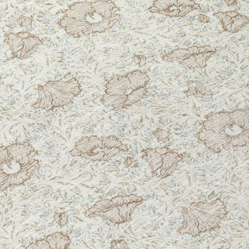 9' X 12' Ivory And Pearl Floral Washable Indoor Outdoor Area Rug Homeroots Outdoor