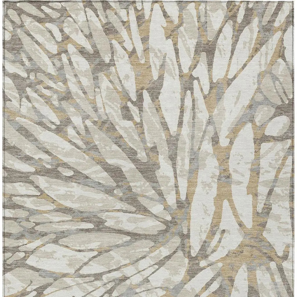 9' X 12' Ivory And Pewter Abstract Washable Indoor Outdoor Area Rug Homeroots Outdoor