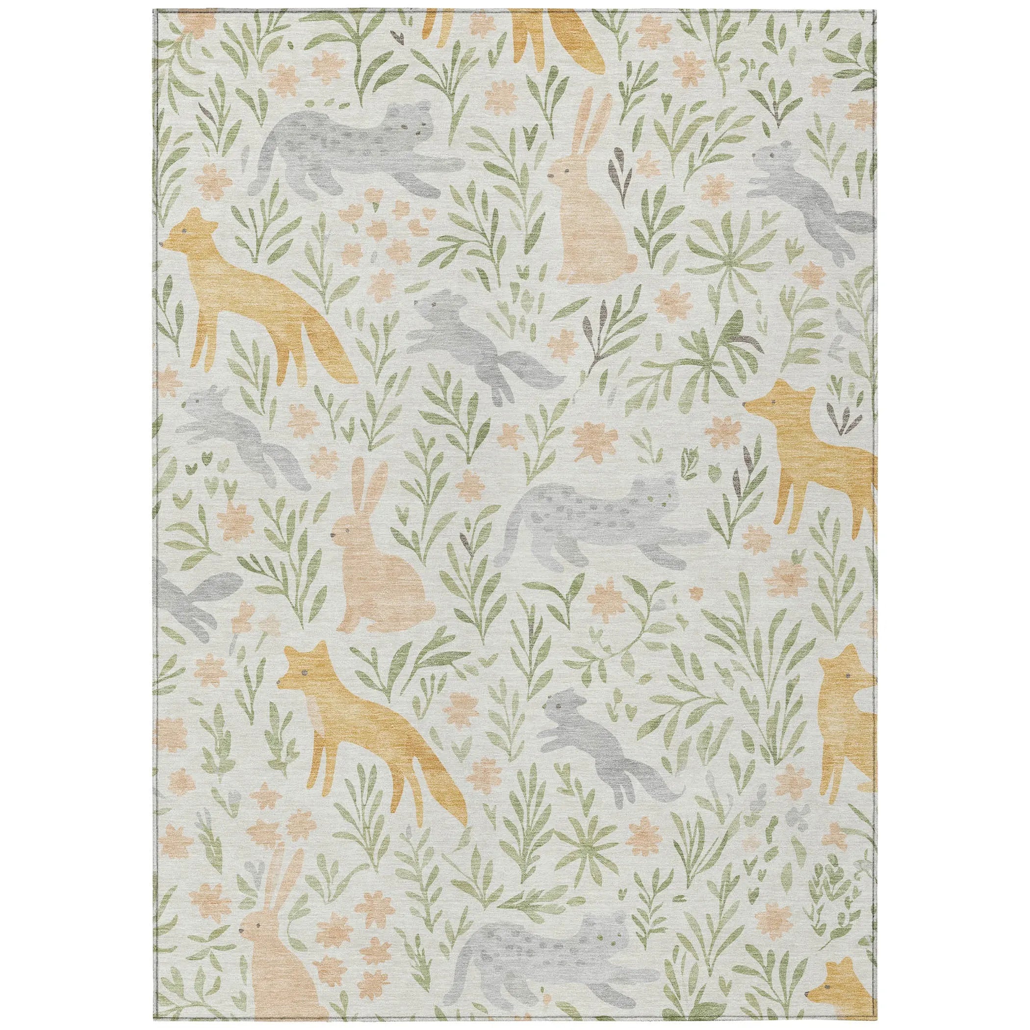 9' X 12' Ivory And Pink Botanical Leaves Washable Indoor Outdoor Area Rug Homeroots Outdoor