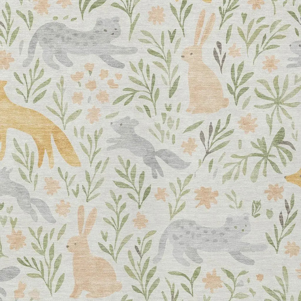 9' X 12' Ivory And Pink Botanical Leaves Washable Indoor Outdoor Area Rug Homeroots Outdoor