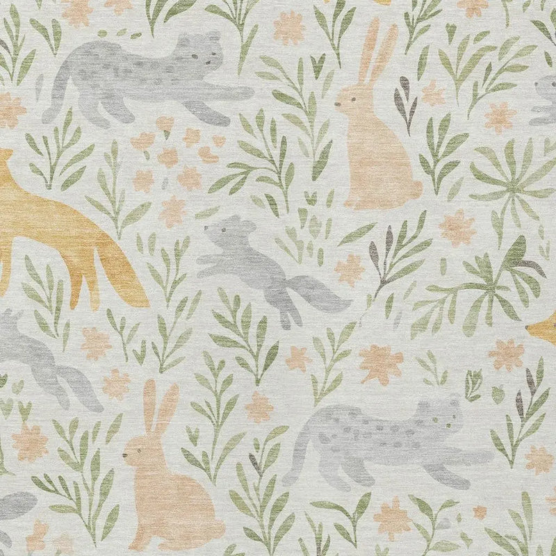 9' X 12' Ivory And Pink Botanical Leaves Washable Indoor Outdoor Area Rug Homeroots Outdoor