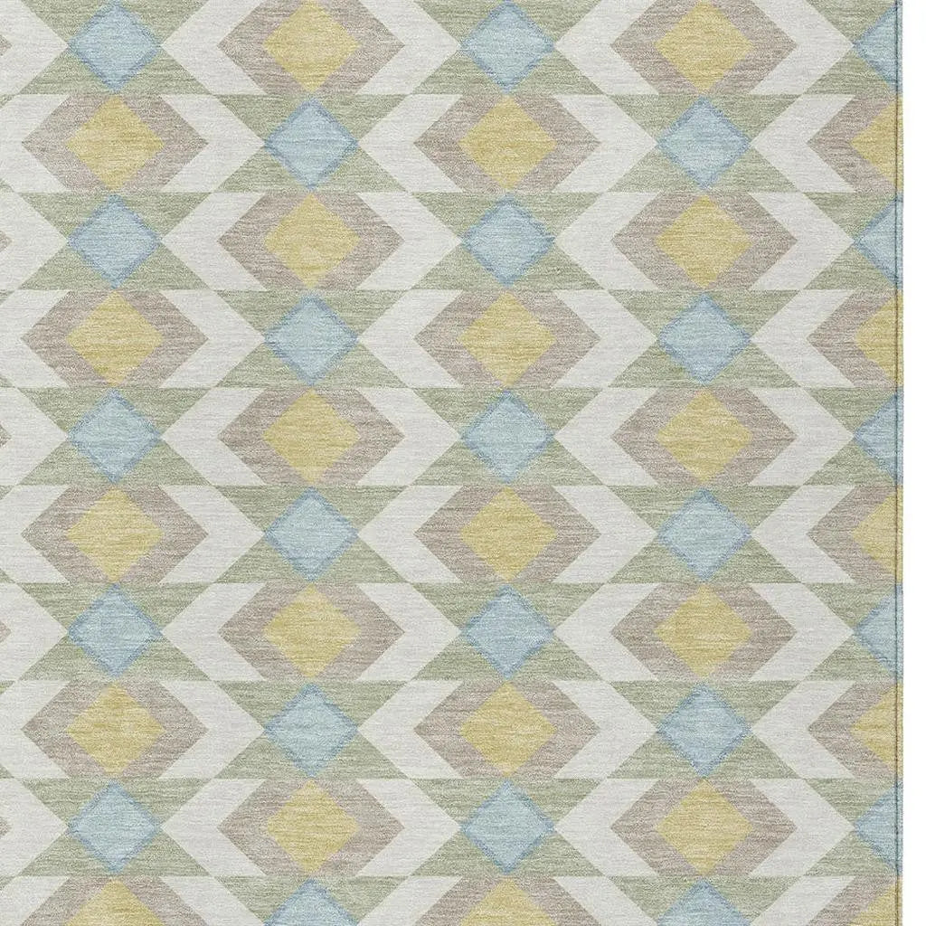 9' X 12' Ivory And Saffron Geometric Washable Indoor Outdoor Area Rug Homeroots Outdoor