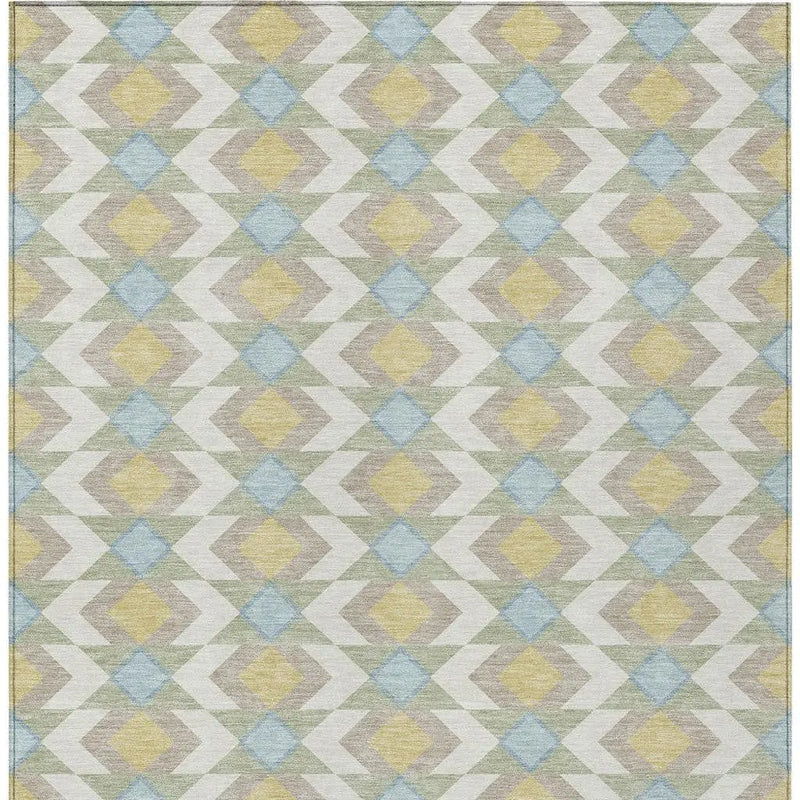 9' X 12' Ivory And Saffron Geometric Washable Indoor Outdoor Area Rug Homeroots Outdoor
