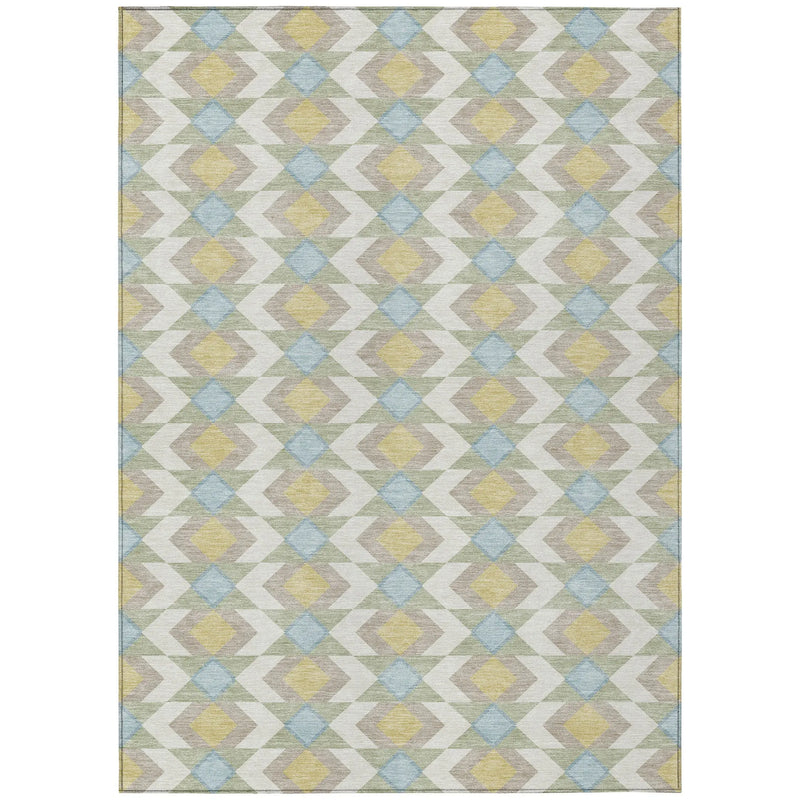 9' X 12' Ivory And Saffron Geometric Washable Indoor Outdoor Area Rug Homeroots Outdoor