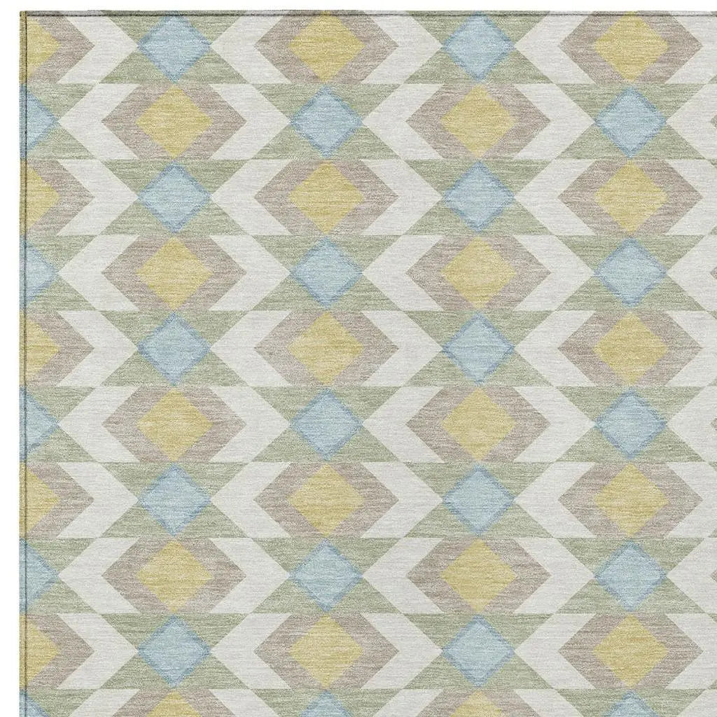 9' X 12' Ivory And Saffron Geometric Washable Indoor Outdoor Area Rug Homeroots Outdoor