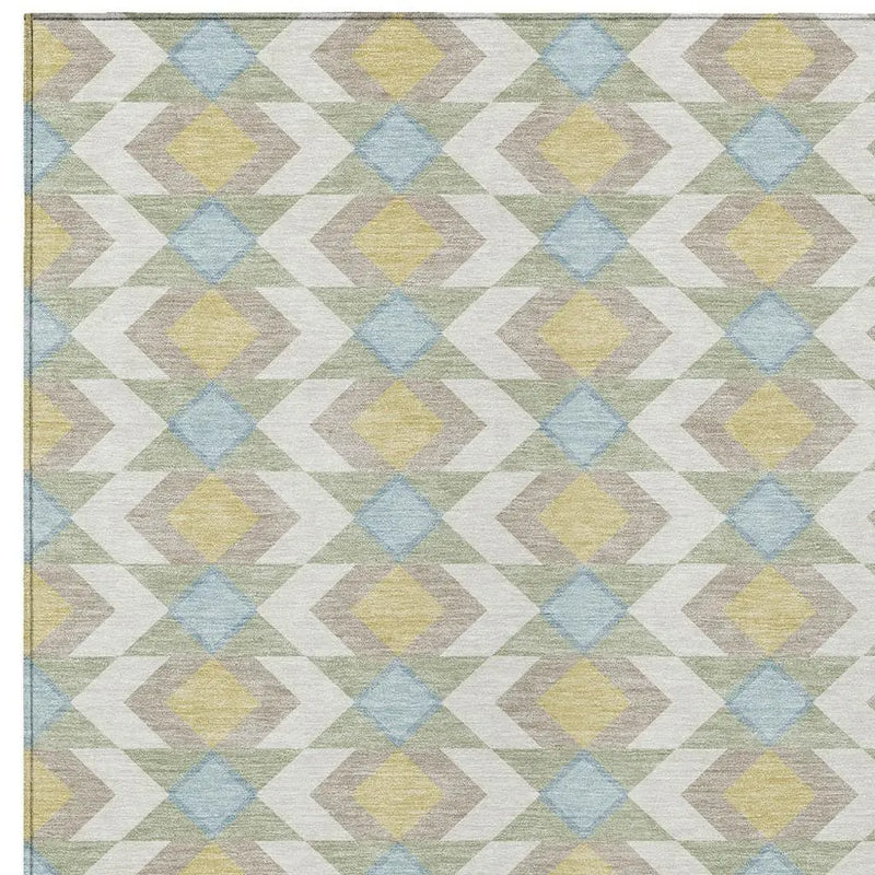 9' X 12' Ivory And Saffron Geometric Washable Indoor Outdoor Area Rug Homeroots Outdoor