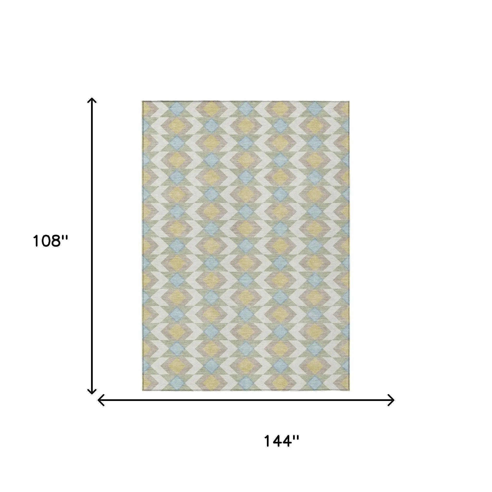 9' X 12' Ivory And Saffron Geometric Washable Indoor Outdoor Area Rug Homeroots Outdoor