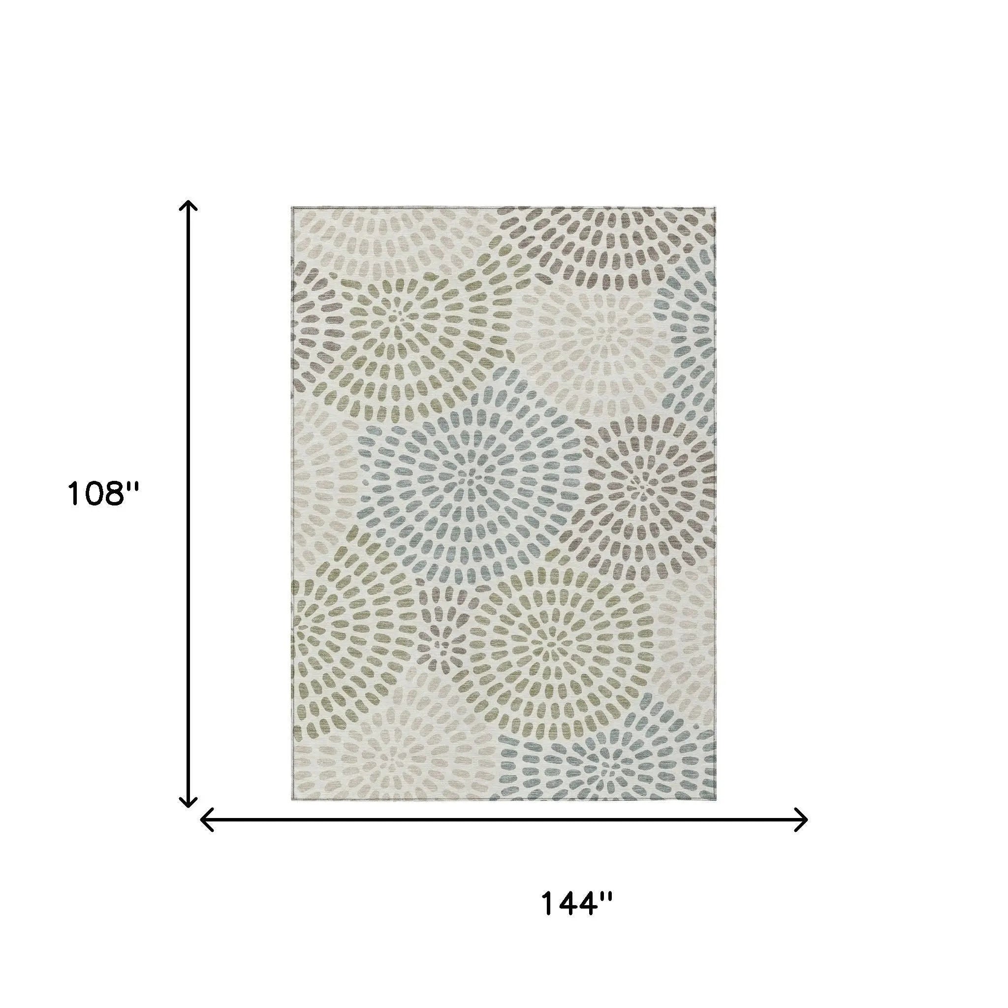 9' X 12' Ivory And Sage Geometric Washable Indoor Outdoor Area Rug Homeroots Outdoor