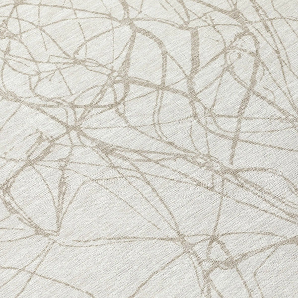 9' X 12' Ivory And Silver Abstract Washable Indoor Outdoor Area Rug Homeroots Outdoor