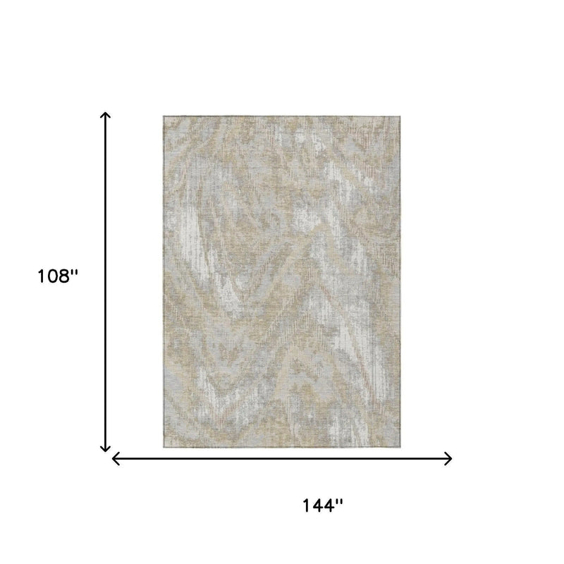 9' X 12' Ivory And Silver Abstract Washable Indoor Outdoor Area Rug Homeroots Outdoor